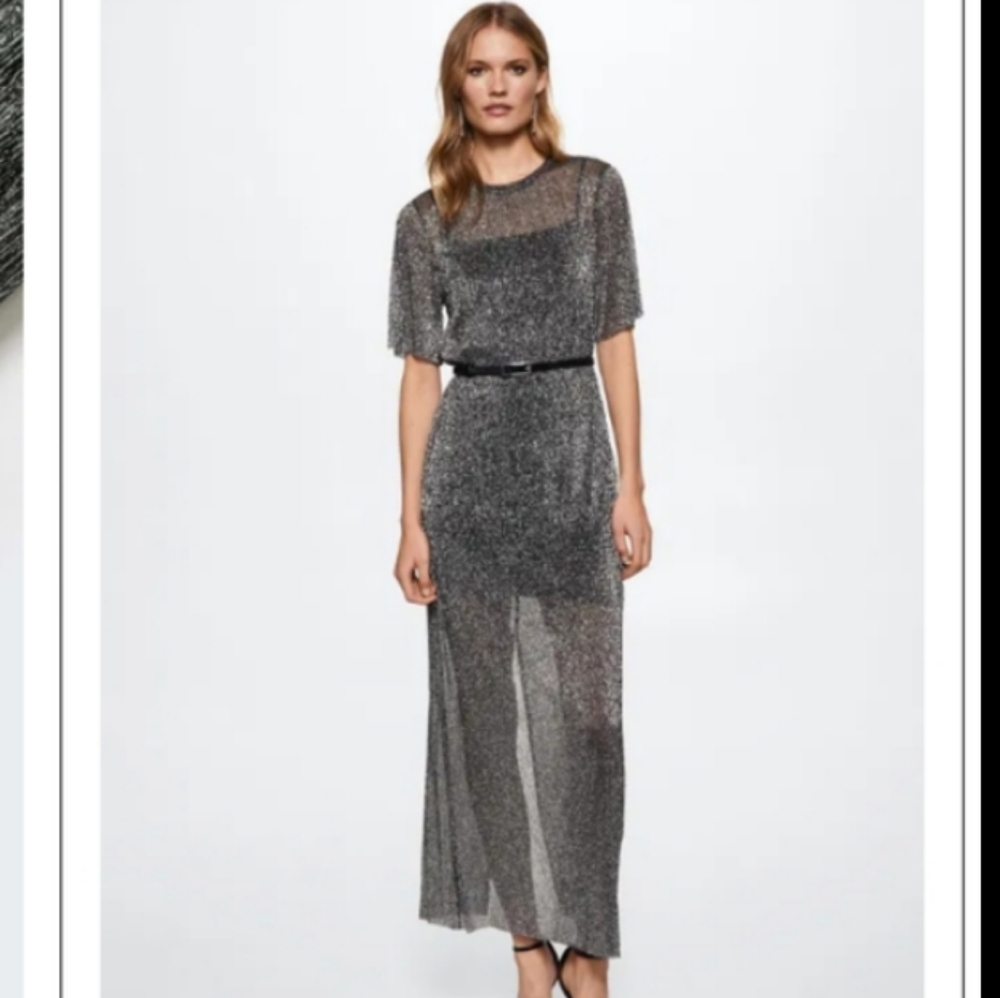 Mango Shimmering Maxi Dress